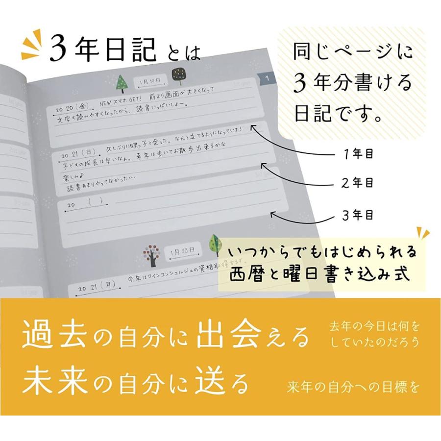 フルカラー 3年日記 日記帳 B5 日記 木 (26cm×18cm) ノートライフ