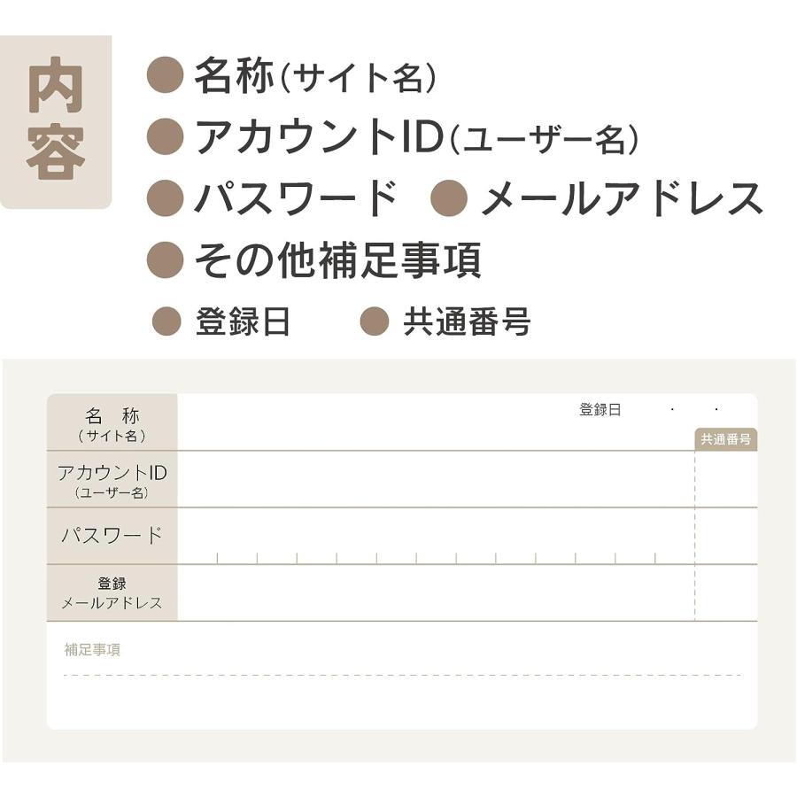 パスワード帳 管理 a5サイズ フルカラー シンプル 90アカウント