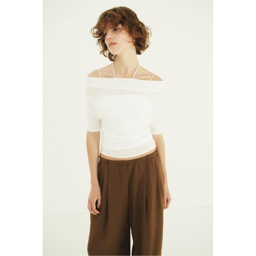 クラネ / CLANE オフショルダートップス –  DRAPED OFF SHOULDER H/S TOPS(WHITE)