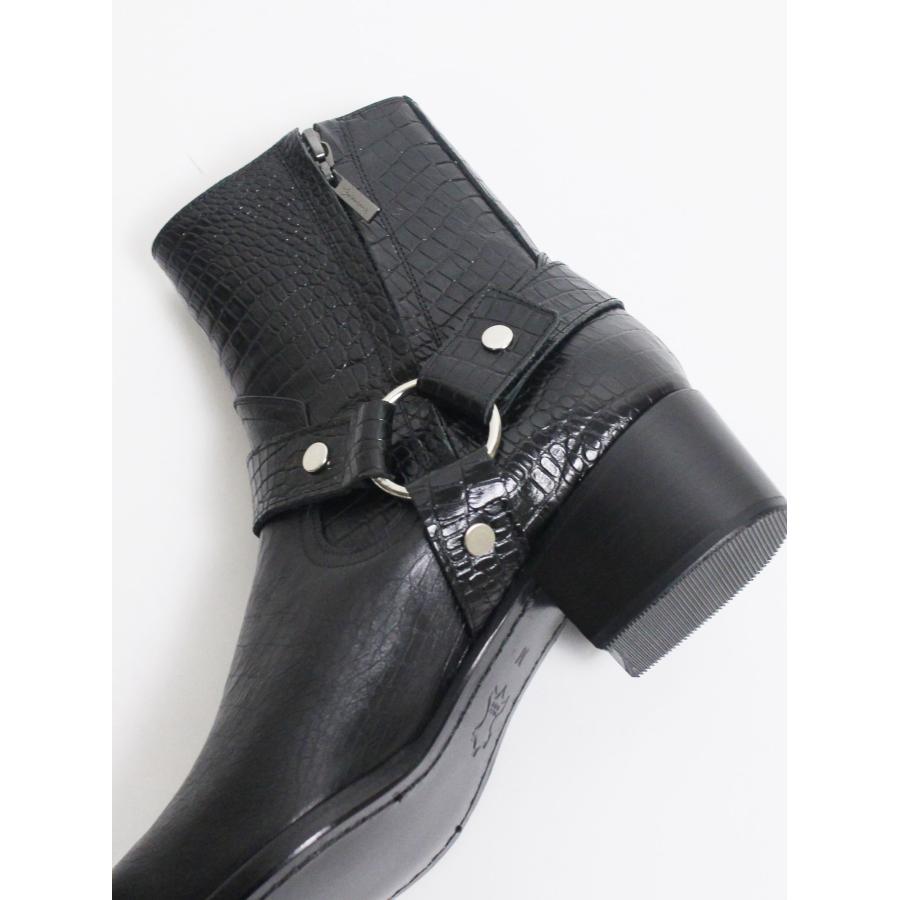 【日本未発売】 【GalaabenD / ガラアーベント】 クロコエンボスハーネスリングブーツ - BLACK 【CE1144292486】(39897円)
