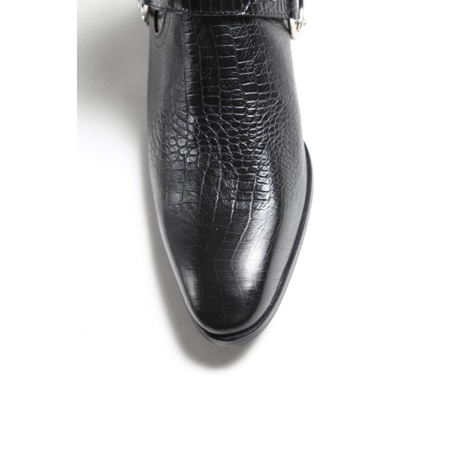 【日本未発売】 【GalaabenD / ガラアーベント】 クロコエンボスハーネスリングブーツ - BLACK 【CE1144292486】(39897円)