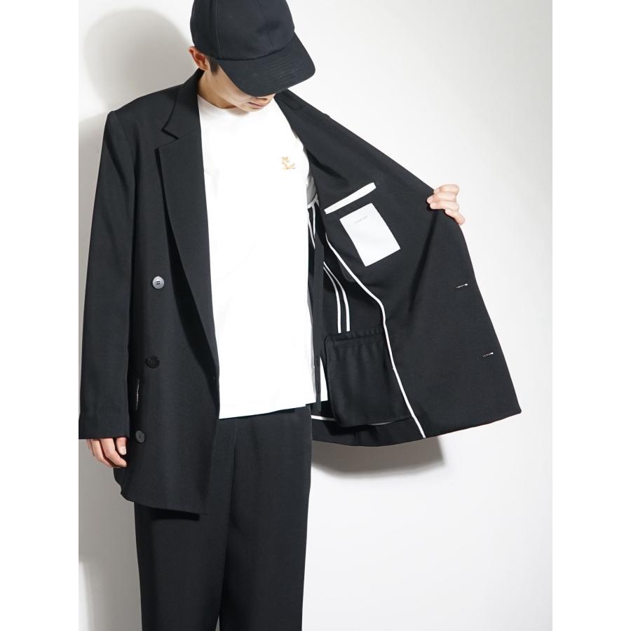 オーバーコート / OVERCOAT ダブル テーラードジャケット - classic rayon tricotine double breasted jacket in blackの画像