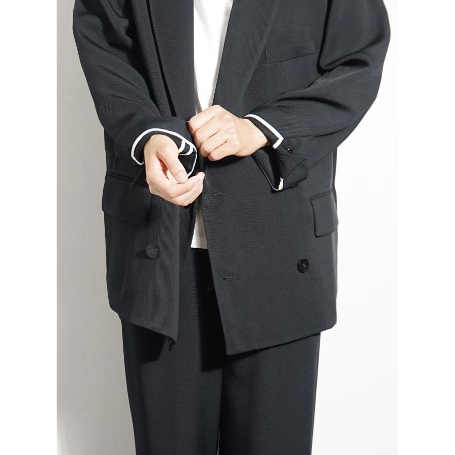 オーバーコート / OVERCOAT ダブル テーラードジャケット - classic rayon tricotine double breasted jacket in blackの画像