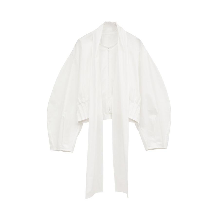 CLANE（クラネ） リボンジップシャツ - RIBBON ZIP SHIRTS - WHITE