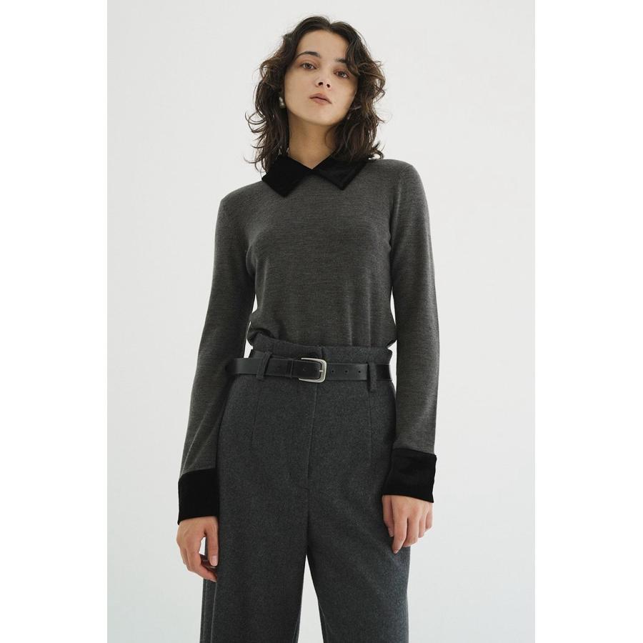 CLANE（クラネ） ベロアカラーニットトップス | VELOR COLLAR KNIT