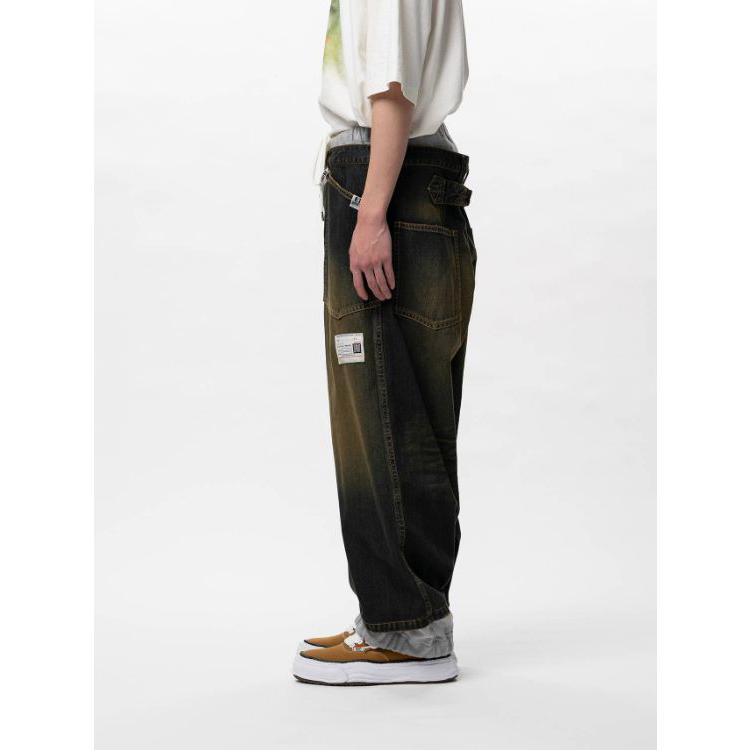 メゾン ミハラヤスヒロ / Maison MIHARA YASUHIRO スウェットパンツ コンバインドデニムパンツ - Sweat Pants Combined Denim Pants (INDIGO)の画像