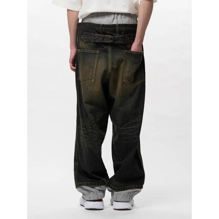 メゾン ミハラヤスヒロ / Maison MIHARA YASUHIRO スウェットパンツ コンバインドデニムパンツ - Sweat Pants Combined Denim Pants (INDIGO)の画像