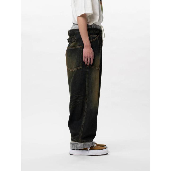 メゾン ミハラヤスヒロ / Maison MIHARA YASUHIRO スウェットパンツ コンバインドデニムパンツ - Sweat Pants Combined Denim Pants (INDIGO)の画像