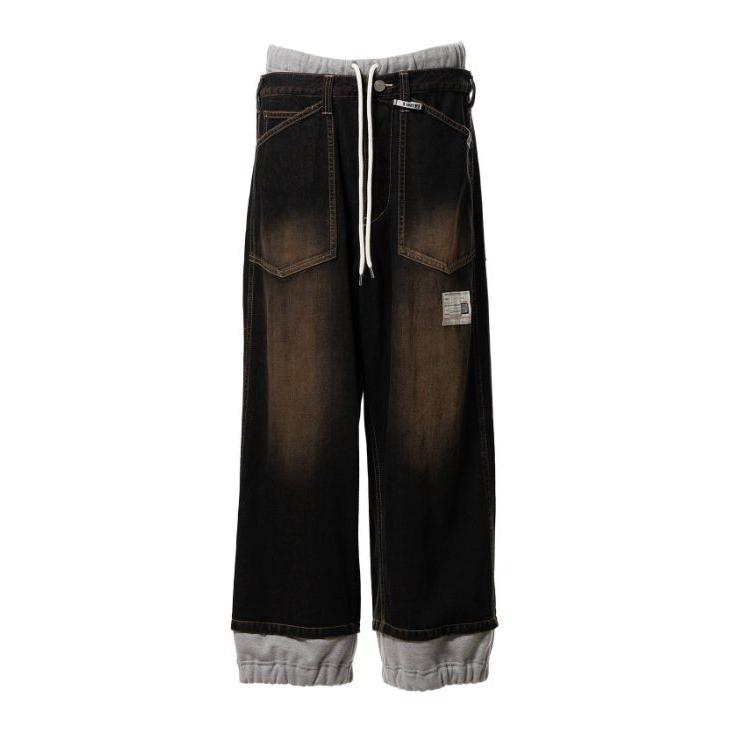 メゾン ミハラヤスヒロ / Maison MIHARA YASUHIRO スウェットパンツ コンバインドデニムパンツ - Sweat Pants Combined Denim Pants (INDIGO)の画像
