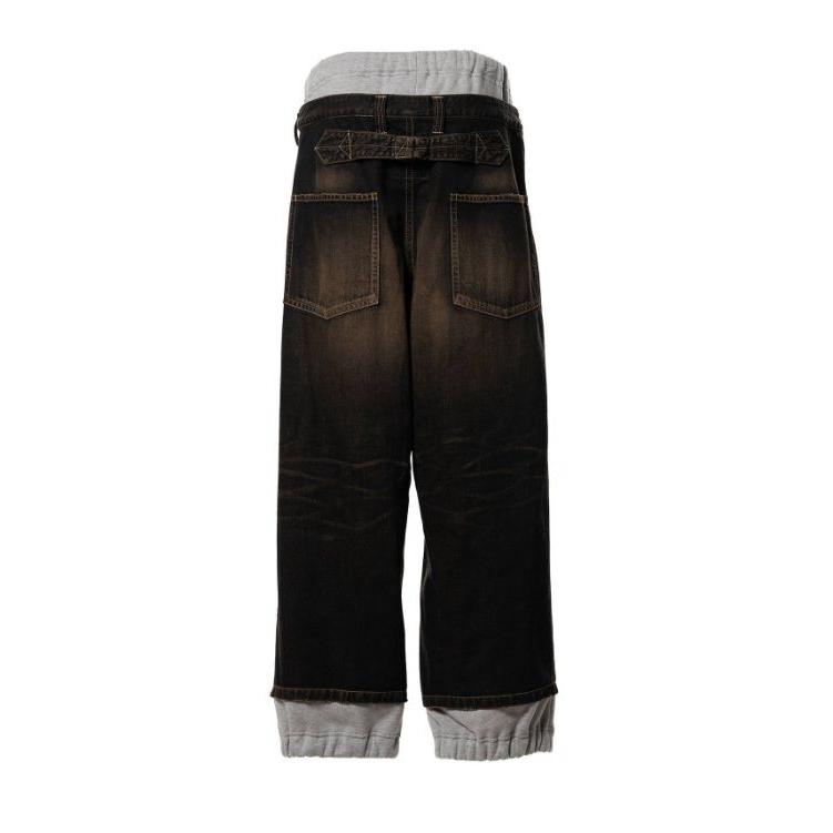 メゾン ミハラヤスヒロ / Maison MIHARA YASUHIRO スウェットパンツ コンバインドデニムパンツ - Sweat Pants Combined Denim Pants (INDIGO)の画像