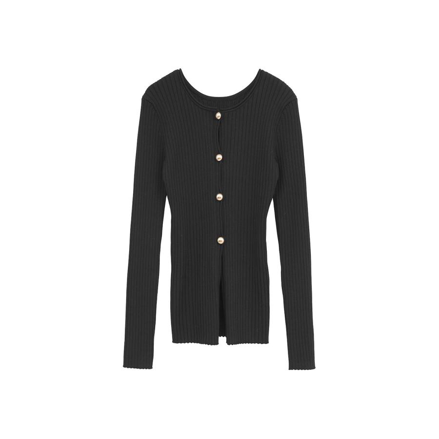 CLANE（クラネ） ダブルフェイスニットトップス - W FACE GOLD BUTTON