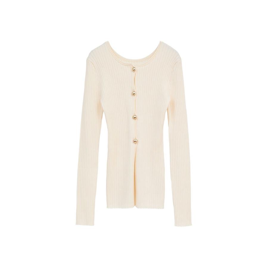 CLANE（クラネ） ダブルフェイスニットトップス - W FACE GOLD BUTTON