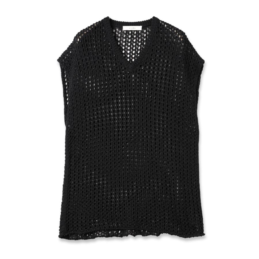 JIEDA ジエダ 24SS KNIT VEST (BLACK) Vネック メッシュ ニット 