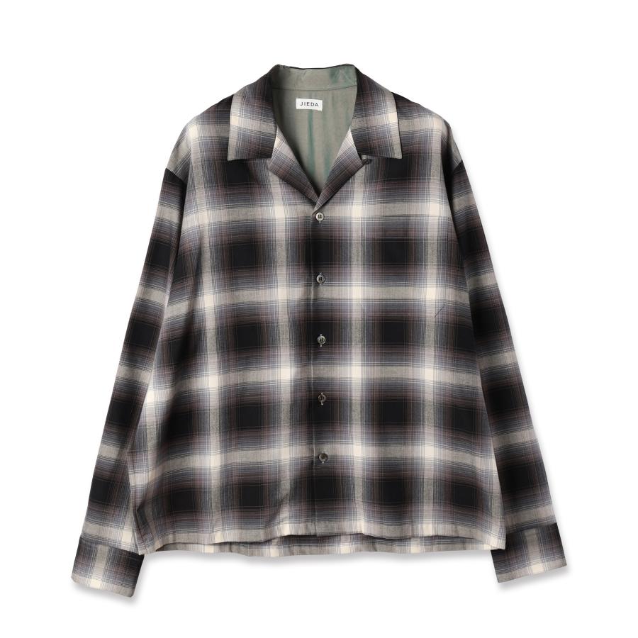 JieDa（ジエダ） 26SS CHECK OPEN COLLAR SHIRT (BLACK CHECK