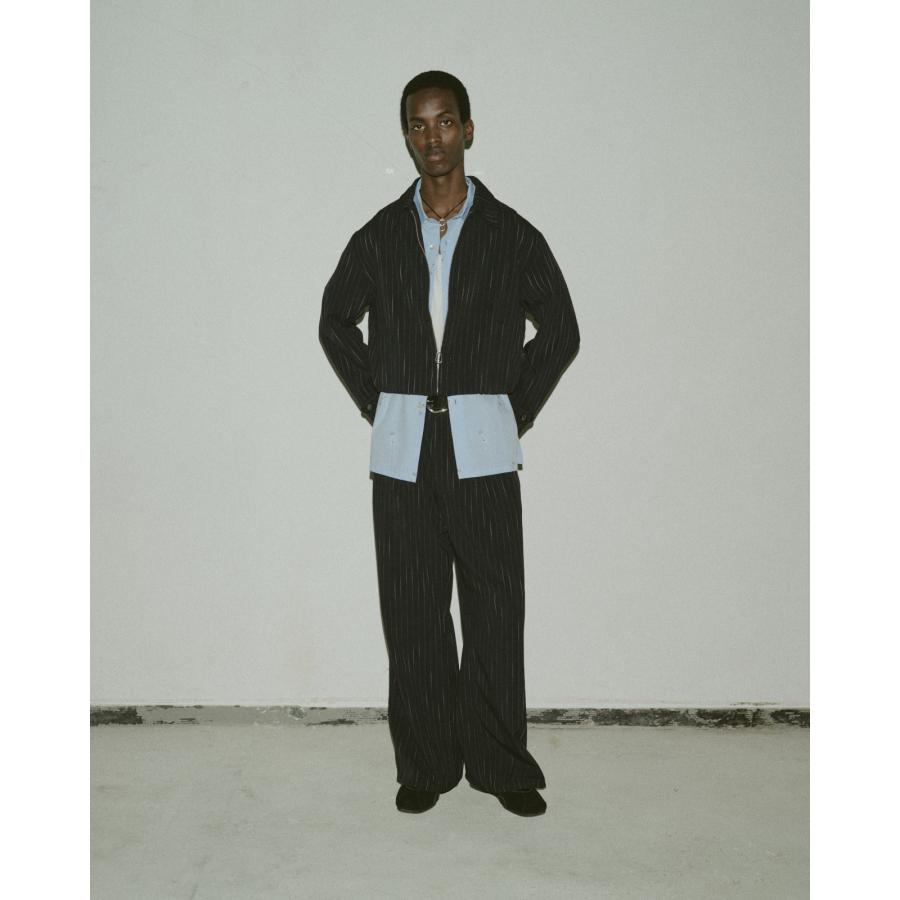 JieDa（ジエダ） 26SS STRIPE WIDE ONE TUCK PANTS (BLACK STRIPE