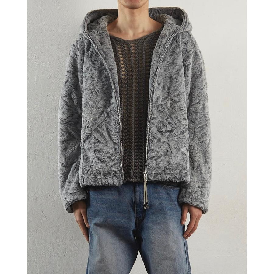 NVRFRGT Faux Shearling Full Zip Upフーディー NVRFRGT/ネバーフォーゲット/Faux Shearling Full Zip Up Hoodie