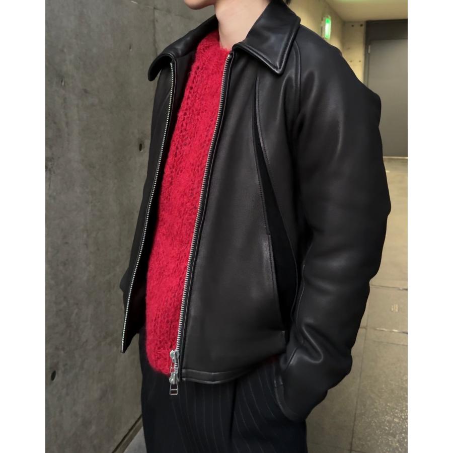NVRFRGT 25AW バイカージャケット NVRFRGT - 【25AW】 ラムレザー パネル ジップアップ ジャケット