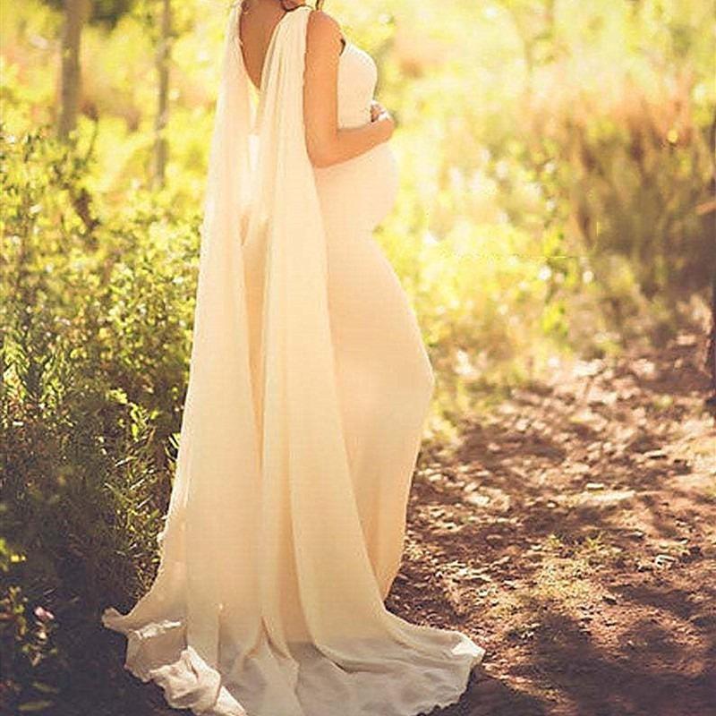 国際ブランド マタニティドレス フォト 写真撮影 結婚 妊娠 シフォン エレガント ロング Aライン カラー ホワイト Pathwaysfl Org