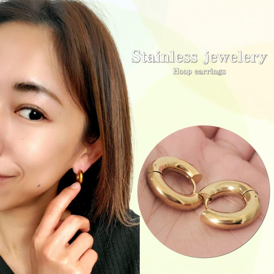 幅5mm ステンレスピアス ブラック 太めフープピアス レディース メンズ リングピアス アレルギーフリー 両耳ペア Pm03 1p Adelina Style Yahoo 店 通販 Yahoo ショッピング