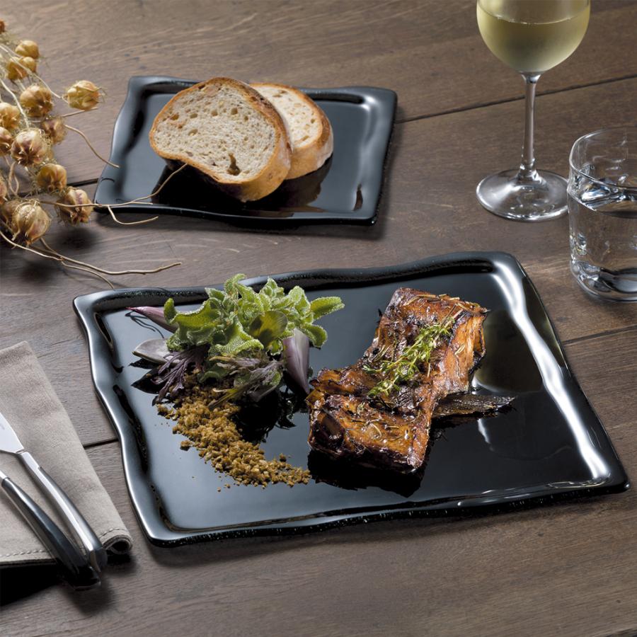 ADERIA アデリア お皿 ガラスプレート29cm 黒 アクサムスクエアBK290