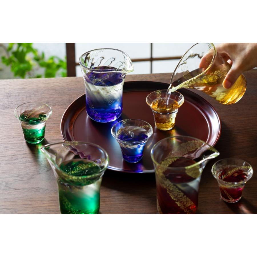 津軽びいどろ 酒器 セット 瑠璃 瑞彩酒器セット アデリア 日本製 化粧