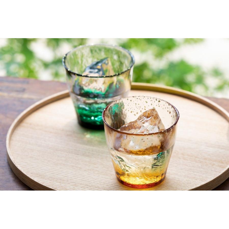 津軽びいどろ ロックグラス ペアセット 氷華金彩 金彩ロックグラス