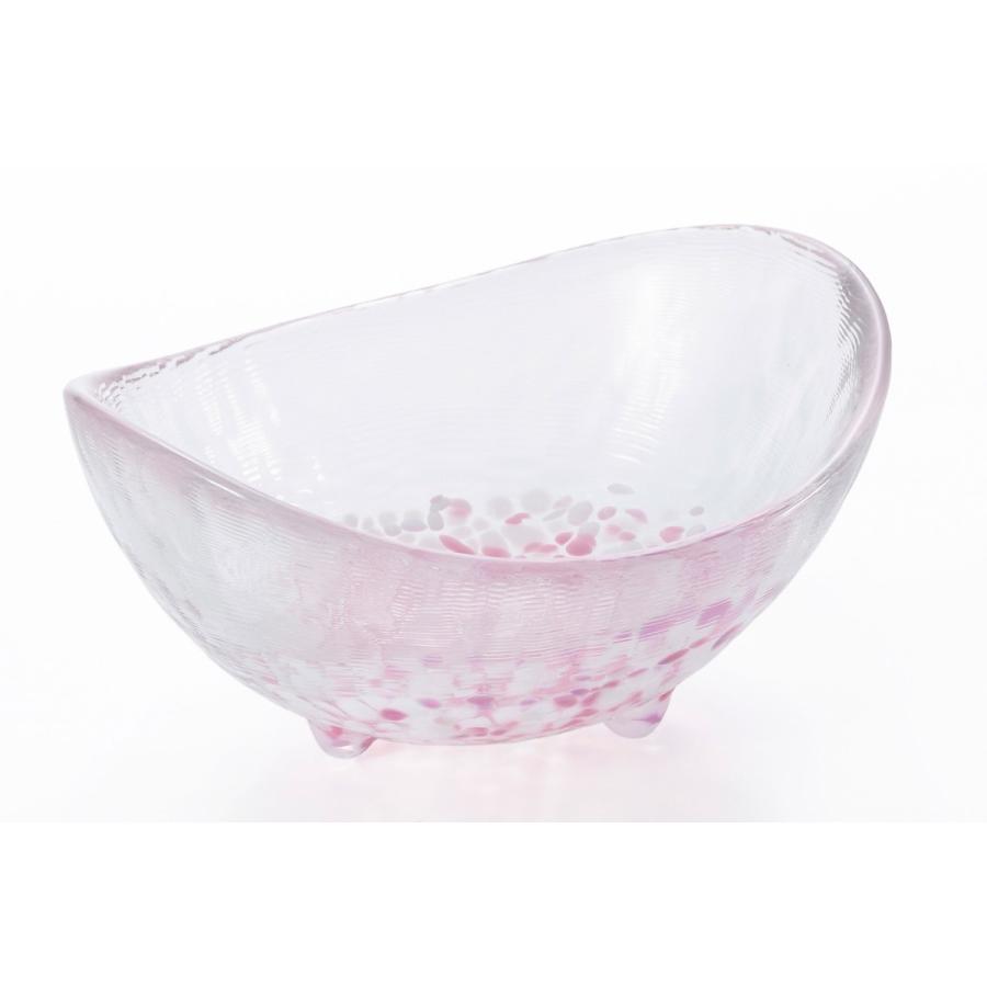 津軽びいどろ 小鉢 桜 さくらさくら sakura 三つ足楕円 ピンク