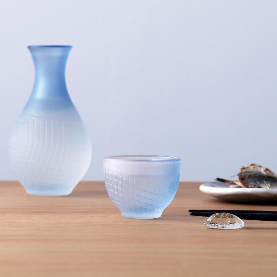 アデリア 庄内クラフト おちょこ 盃 ブルー 55ml 硝子風物詩盃 6個入 日本製