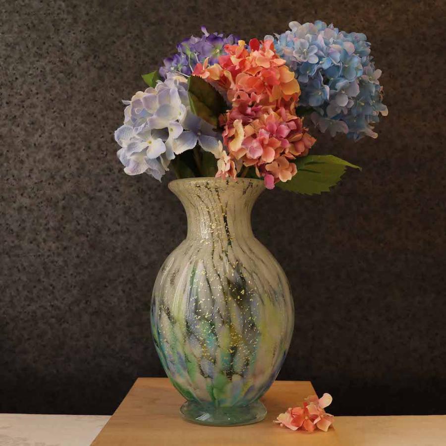 津軽びいどろ 花瓶 花器 龍飛岬 紫陽花 日本製 化粧箱入 【公式通販】