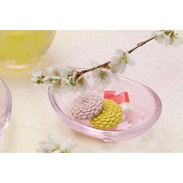 津軽びいどろ 花紀行 三つ足豆皿ペアセット ガラス食器 石塚硝子