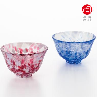 津軽びいどろ 盃 ペア 桜吹雪 岩清水 アデリア 日本製 化粧箱入