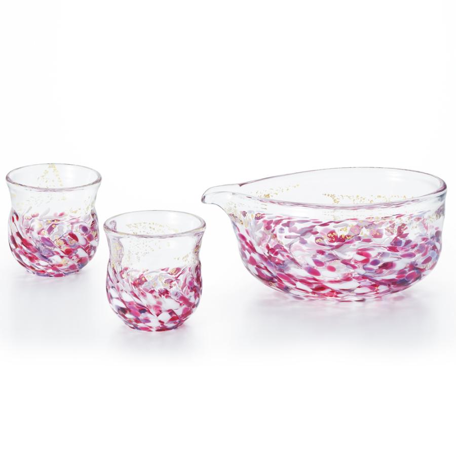 津軽びいどろ 酒器 セット 花うつし 花筏 アデリア 日本製 化粧箱入