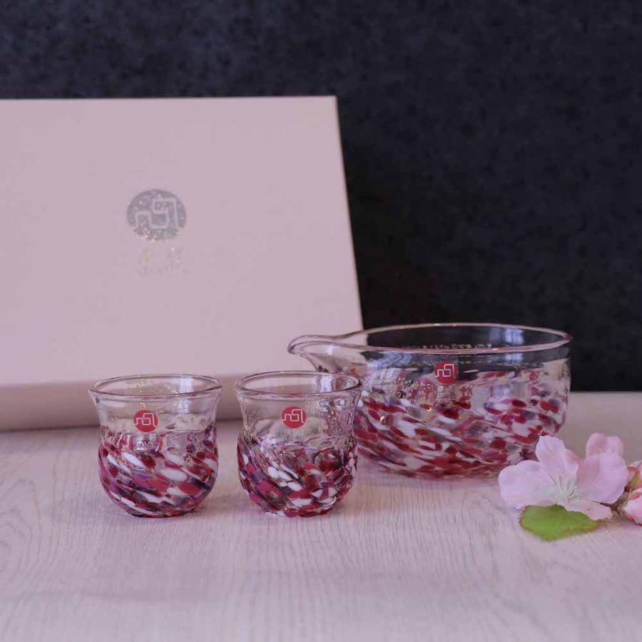 津軽びいどろ 爆買 酒器 セット 花うつし 花筏 アデリア 日本製 化粧箱