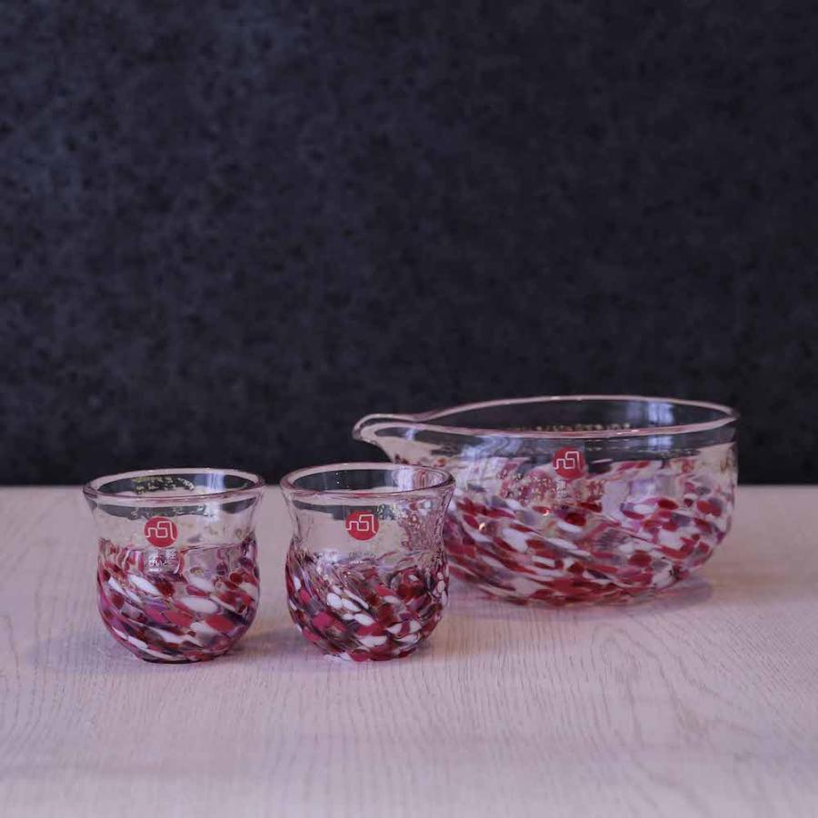 津軽びいどろ 爆買 酒器 セット 花うつし 花筏 アデリア 日本製 化粧箱