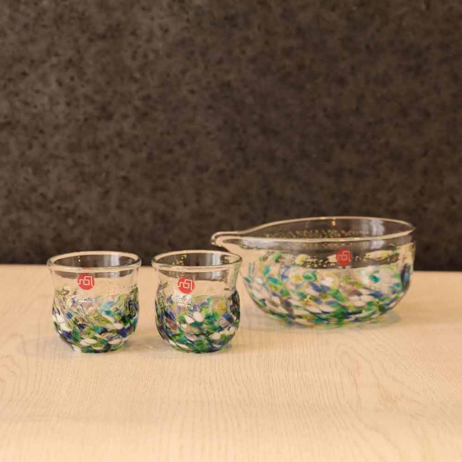 津軽びいどろ 爆買 酒器 セット 花うつし 紫陽花 アデリア 日本製 化粧