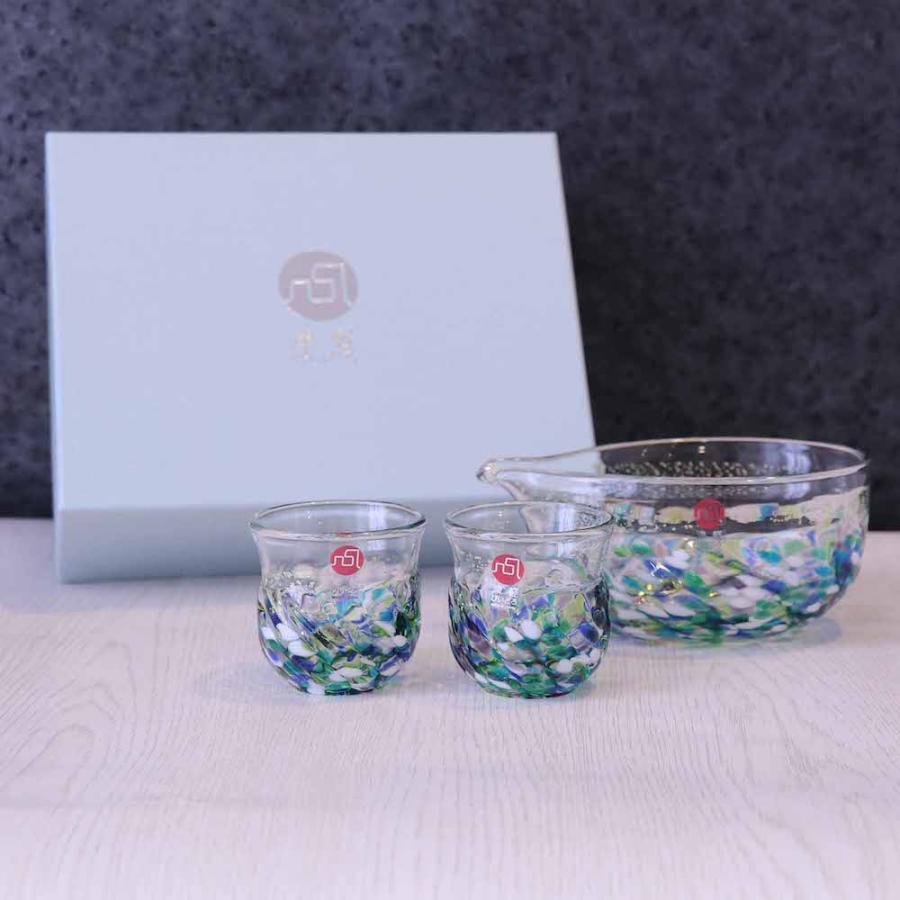 津軽びいどろ 爆買 酒器 セット 花うつし 紫陽花 アデリア 日本製 化粧