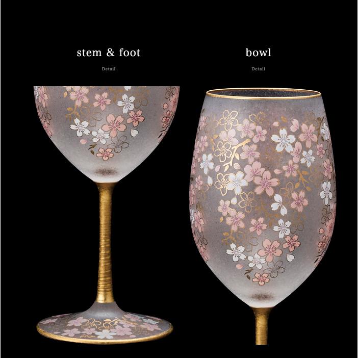 牡丹花モチーフ ピンク ワイングラス ペアセット おしゃれ 花柄 ガラス  