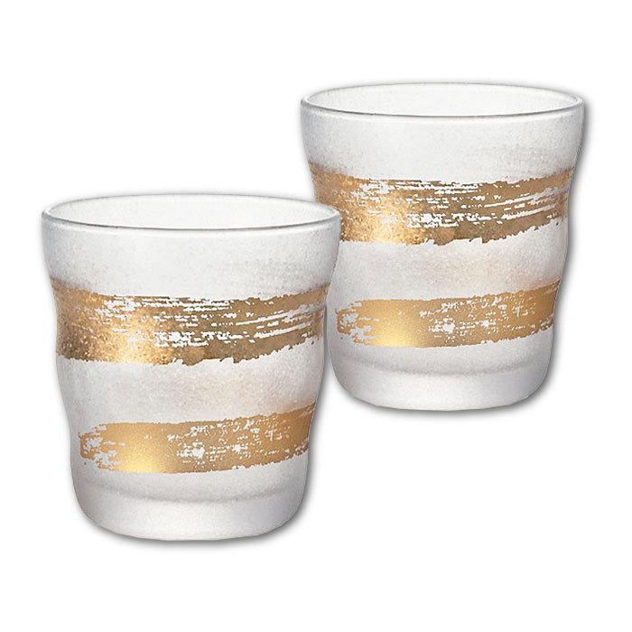 ADERIA おしゃれ ロックグラス ペアセット 335ml 金一文字 PNT 化粧箱