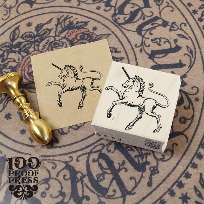 スタンプ 輸入 100Proof Press クレストユニコーン Crest Unicorn #5039 紋章 ラバースタンプ おしゃれ | 