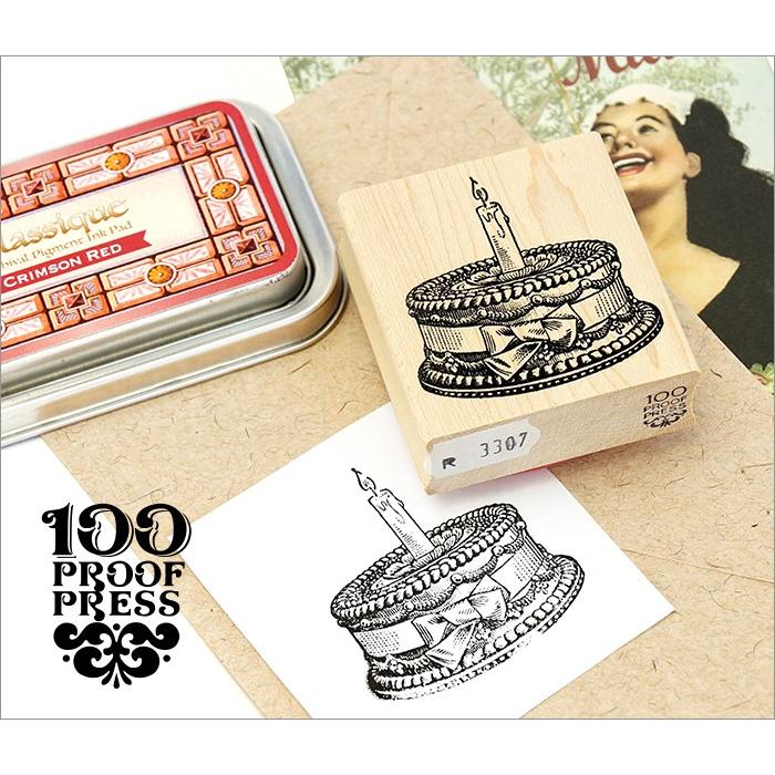 スタンプ 100 Proof Press #3307 リボンケーキ 1can Beribboned Cake, 1 Candle スタンプ スイーツ | 