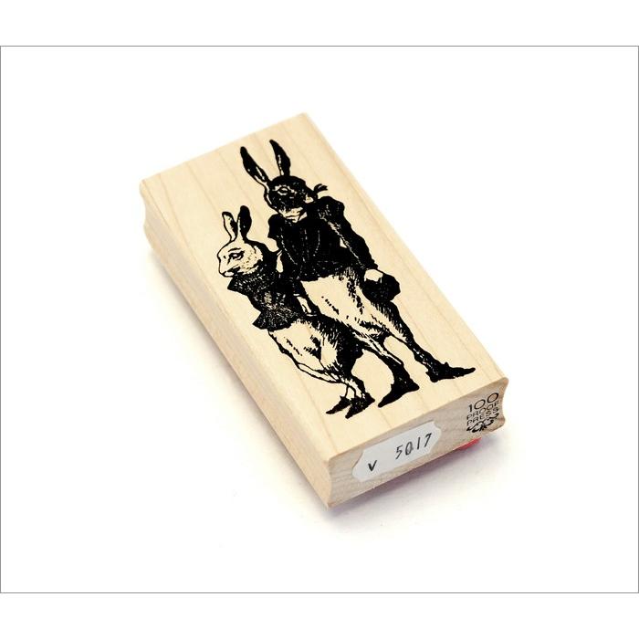 スタンプ 100 Proof Press #5017 ハンサムラビット Handsome Hares スタンプ ヴィンテージ ウサギ |  | 01