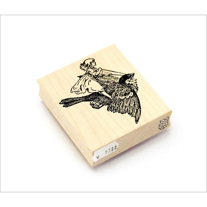 スタンプ 100 Proof Press #5788 鳥に乗る少女 Birdie Ride