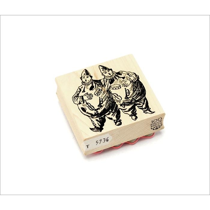 100 Proof Press #5736 ピエロ Siamese Clowns スタンプ アンティーク |  | 01