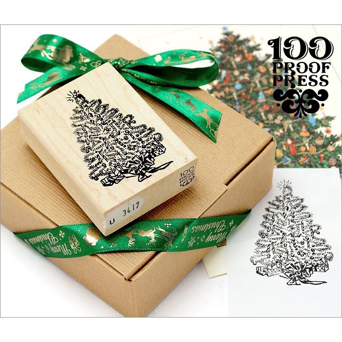 クリスマスツリー スタンプ 100 Proof Press #3417 クリスマスツリー Decorated Christmas Tree スタンプ ヴィンテージ | 