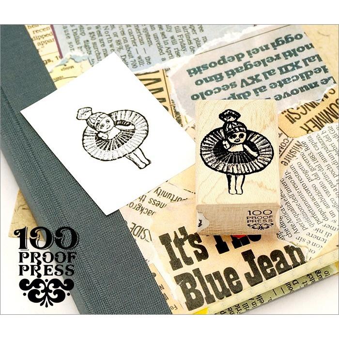 100 Proof Press #1933 ミニドール Tiny Doll Big Skirt スタンプ アンティーク | 