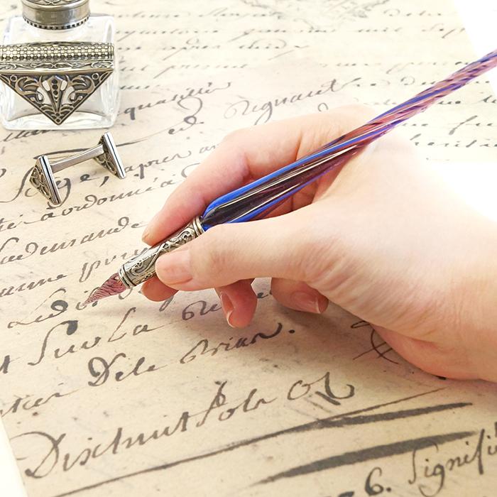 ムラーノガラスペン　ガラスペン　イタリア製　ボルトレッティ　レッド　プレゼント ガラスペン イタリア製 Bortoletti Murano Glass + Ink Set32