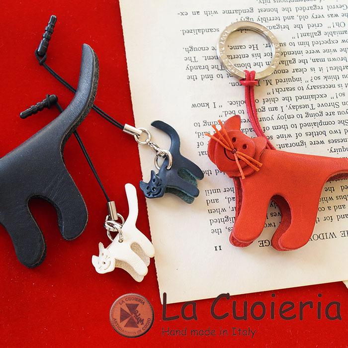 キーホルダー ネコ 猫 本革 イタリア製 ラ クオイエリア La Cuoieria レザー gatti 黒猫 ギフト | La cuoieria | 02