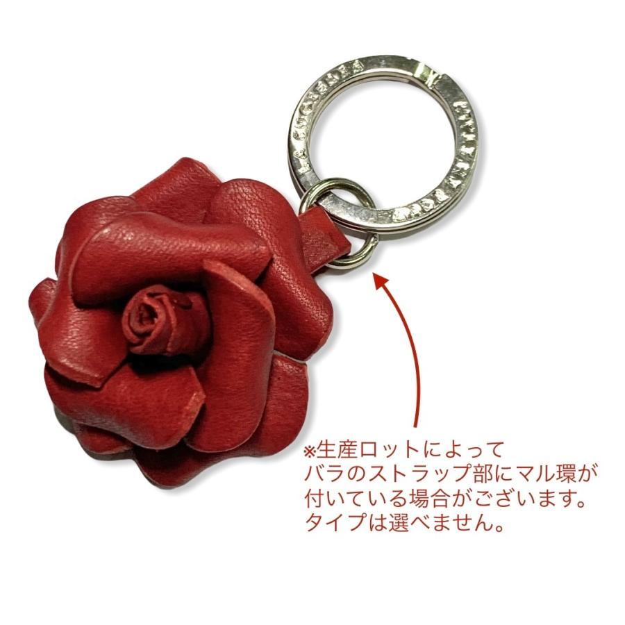 サオリ　薔薇ハートキーホルダー La cuoieria（ラ・クオイエリア） キーホルダー 本革 バラ 薔薇 ラ