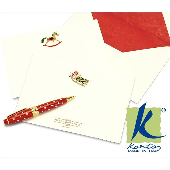 クリスマスカード セット 木馬 そり グリーティングカード カルトス KARTOS クリスマスカード CAVALLINO SLITTA | 