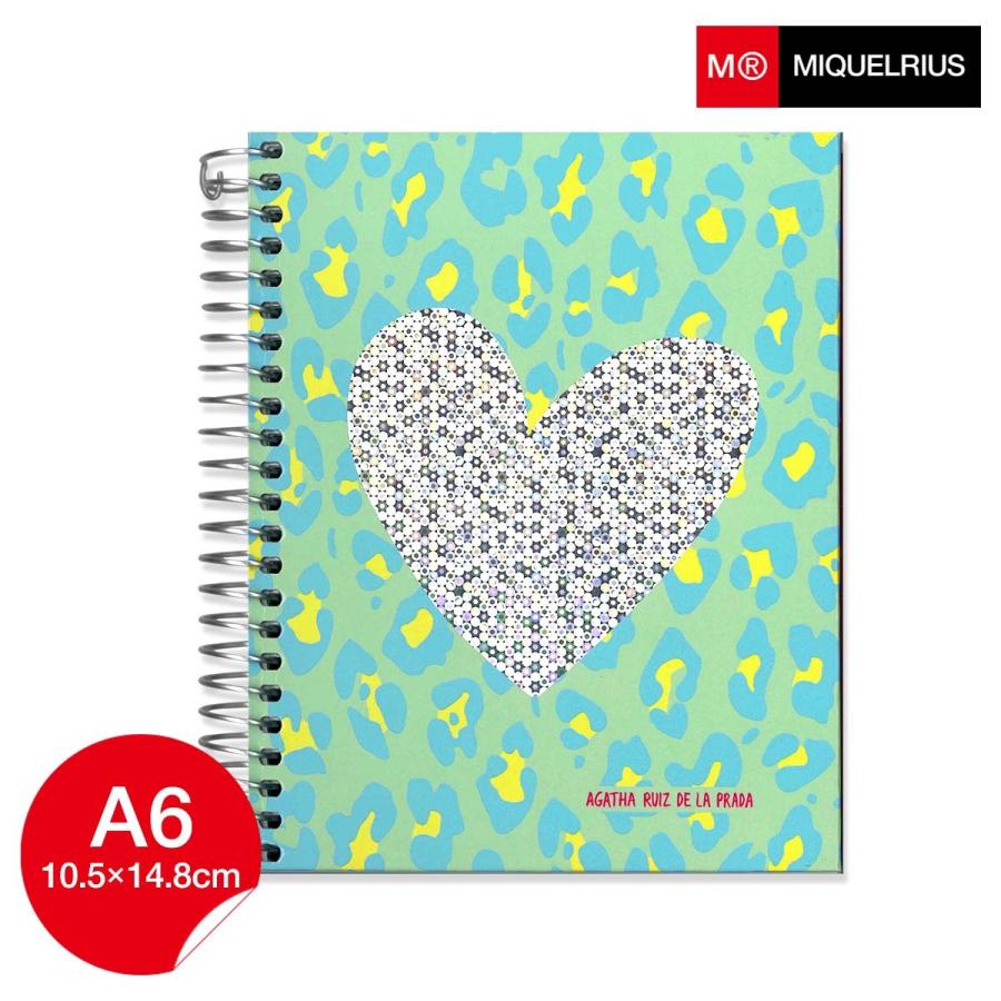 ミケリウス アガタ 可愛い ハート柄 MIQUELRIUS Agatha Ruiz De La Prada  ANIMAL PRINT ＆ SEQUINS ノート A6 方眼 5mm | ミケリウス